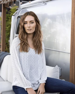 Flag & Anthem Women HAWTHORN MINI-DOT PEASANT TOP