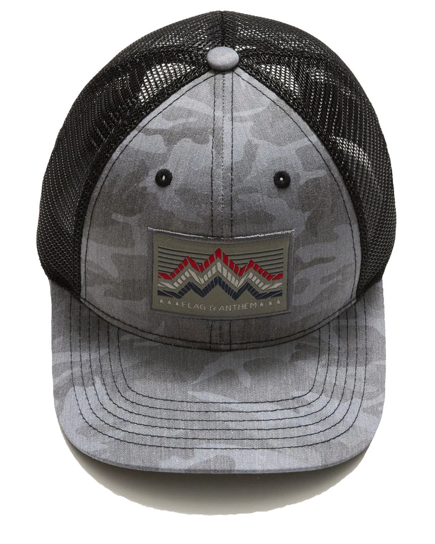 Flag & Anthem MOUNTAINS AMERICANA TRUCKER HAT 1 Flag & Anthem MOUNTAINS AMERICANA TRUCKER HAT