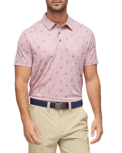 Flag & Anthem BEAUFORT FLAMINGO PRINT PERFORMANCE POLO