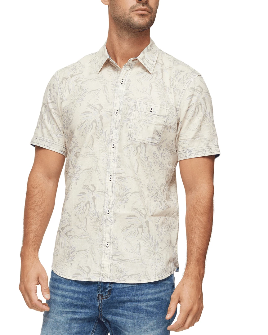 Flag & Anthem MADEIRA PINEAPPLE PRINT LINEN-BLEND SHIRT Men 1 Flag & Anthem MADEIRA PINEAPPLE PRINT LINEN-BLEND SHIRT Men