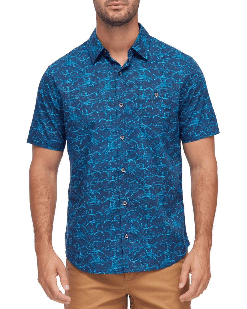 Flag & Anthem ARCHDALE SHARK PRINT SLUB SHIRT Men 1 Flag & Anthem ARCHDALE SHARK PRINT SLUB SHIRT Men