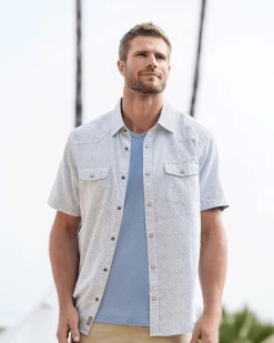 Flag & Anthem POTTSTOWN PALM PRINT LINEN-BLEND SHIRT Men